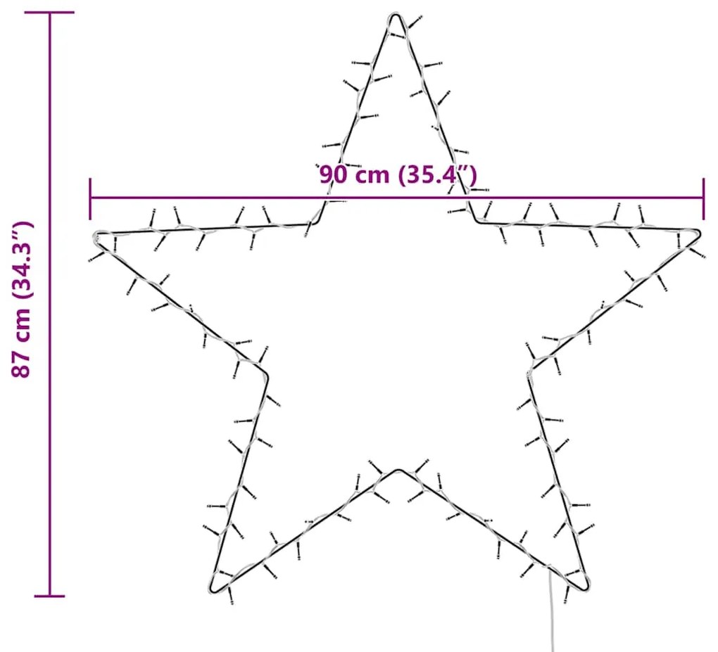 Luzes de Natal silhueta estrela 115 LEDs branco quente