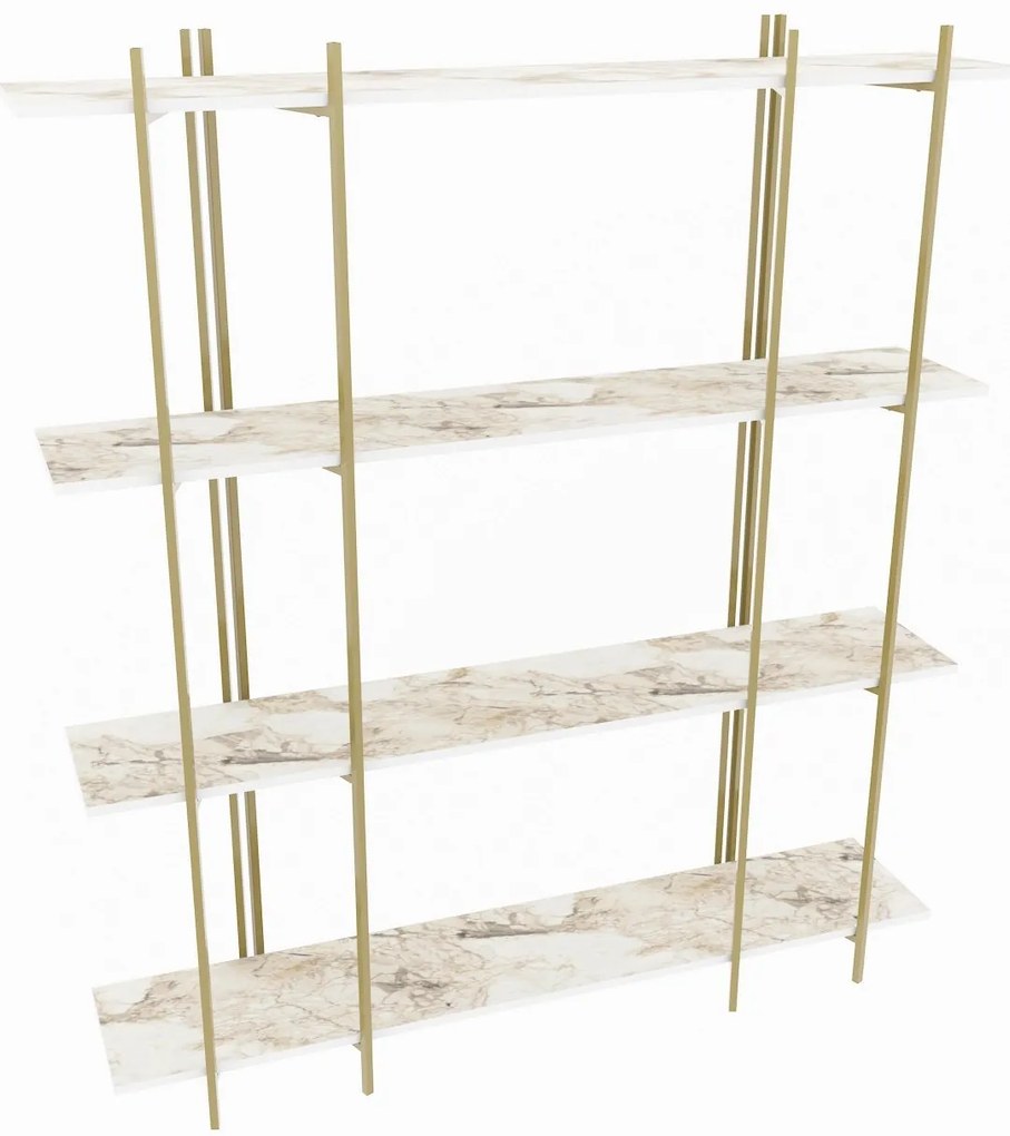 Estante Moss – Branco e Dourado – 160x180x29,6 cm