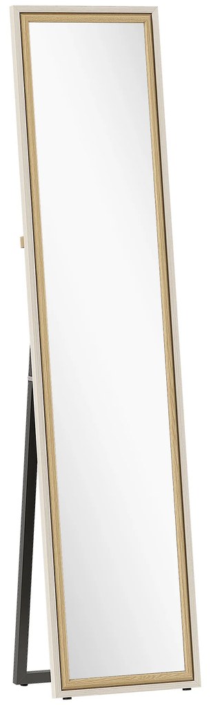 Espelho de Pé 157x37 cm Espelho Corpo Inteiro Grande com Moldura Bicolor para Utilizar Inclinado ou Suspenso Madeira