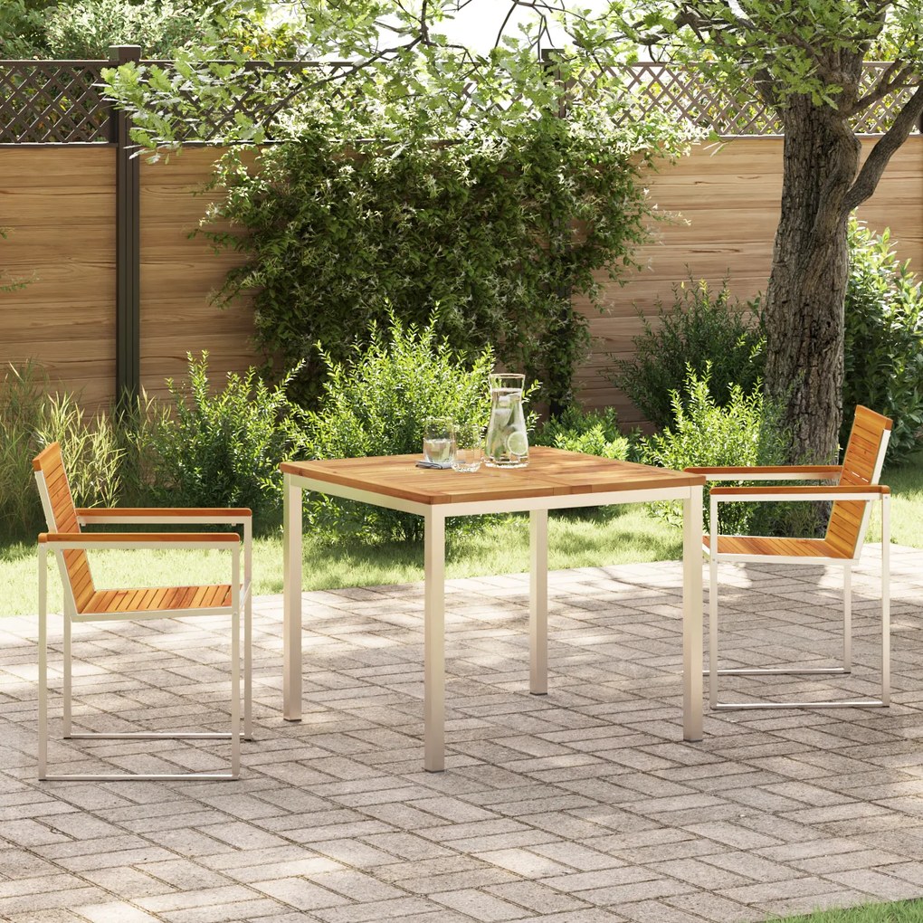 Conjunto de Jantar de Jardim vidaXL 3 Peças Madeira Sólida de Acácia