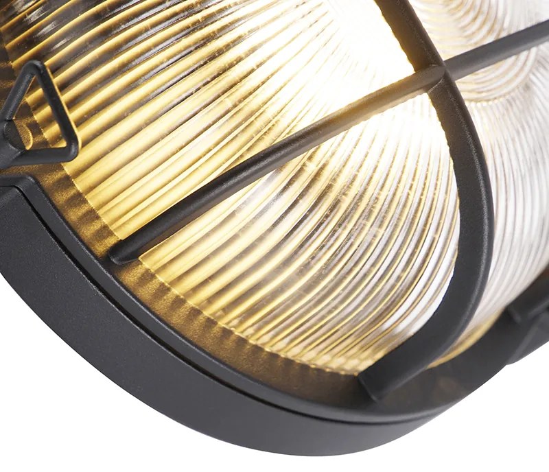Aplique de parede redondo industrial preto IP44 - Noutica Industrial