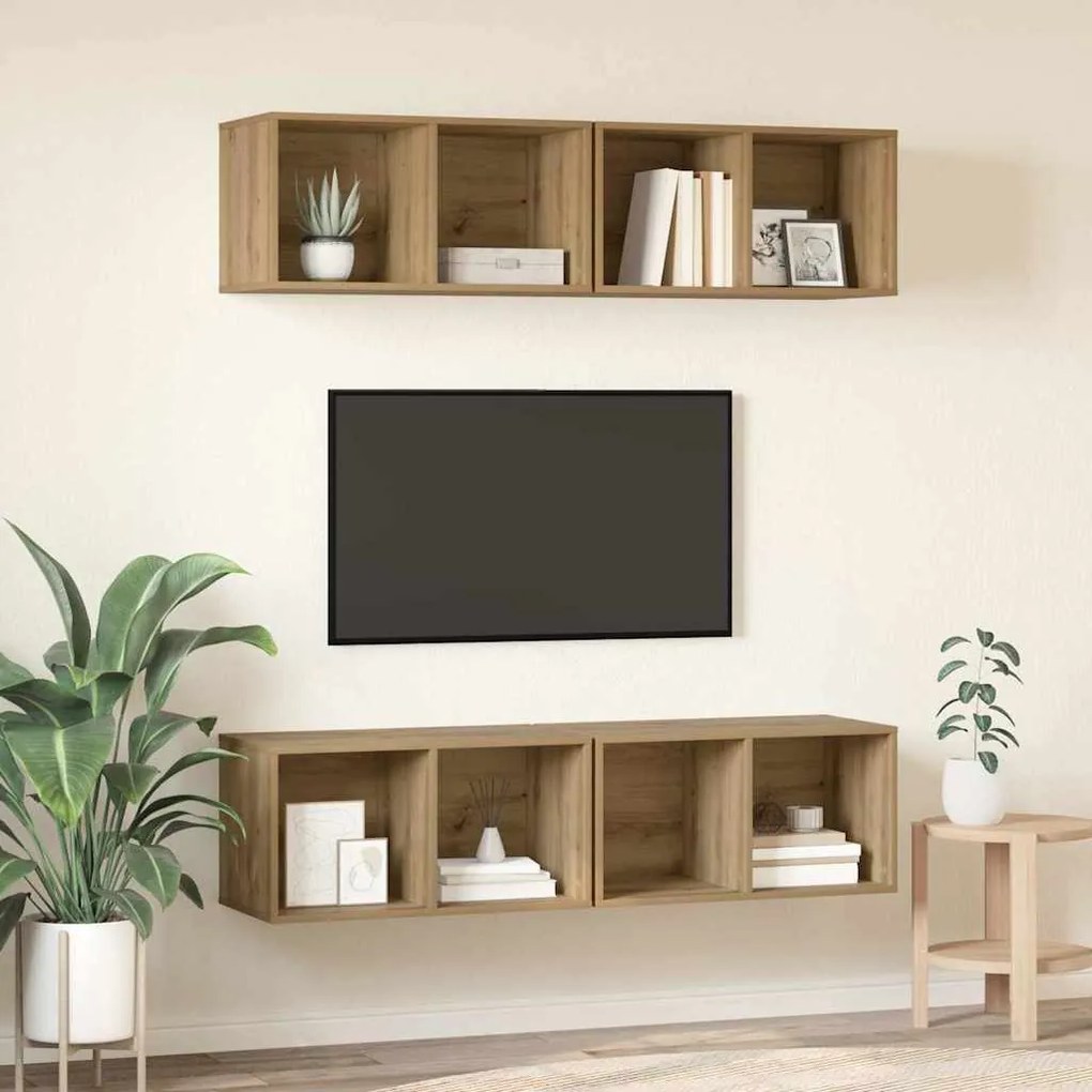 Gabinete de TV de Parede 4 pcs carvalho artisiano