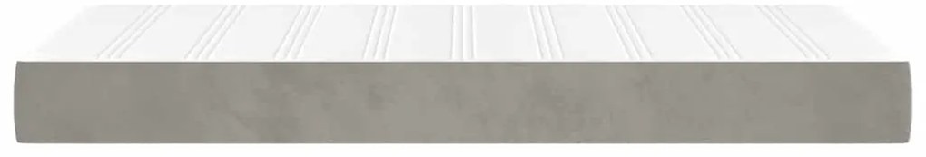 Colchão de molas ensacadas 80x210x20 cm veludo cinza-claro