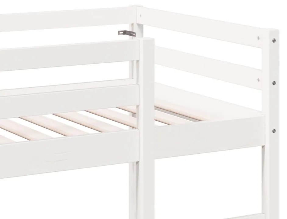 Cama alta sem colchão 75x190 cm pinho maciço branco