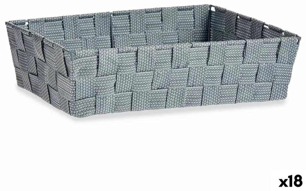 Cesta Multiusos Cinzento Tecido 3,8 L 34 x 8,5 x 21 cm (18 Unidades)