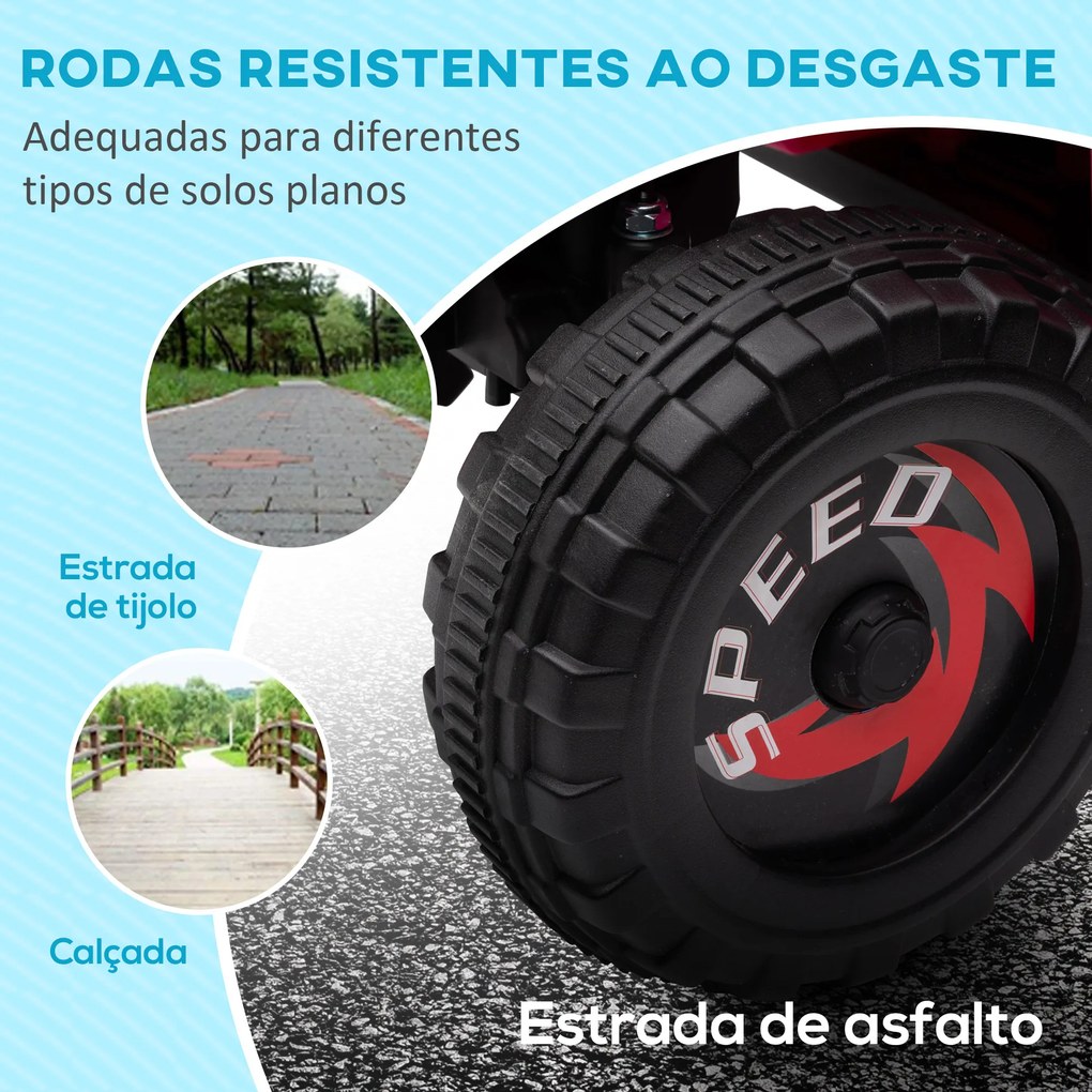 Moto 4 Elétrica para Crianças Veículo Elétrico a Bateria de 6V com Velocidade de 2,5 km/h 70x41,5x48,5 cm Rosa