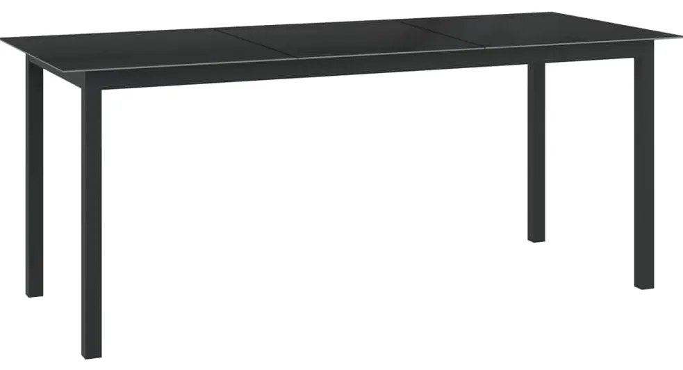 Mesa de jardim em alumínio e vidro 190x90x74 cm preto