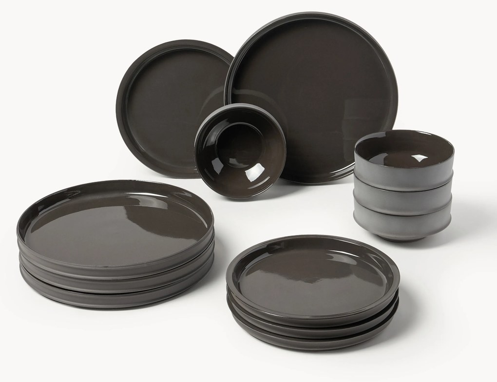 Serax x Kelly Wearstler, Conjunto de loiça em porcelana Dune, 4 pessoas, conjunto de 12