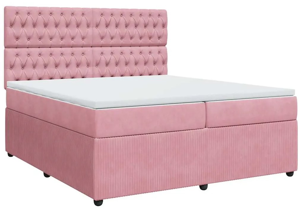 Cama com molas/colchão 200x200 cm veludo rosa