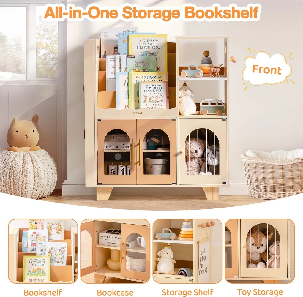 Organizador de brinquedos para crianças madeira 89,3 x 79,2 x 29,2 cm Caramelo