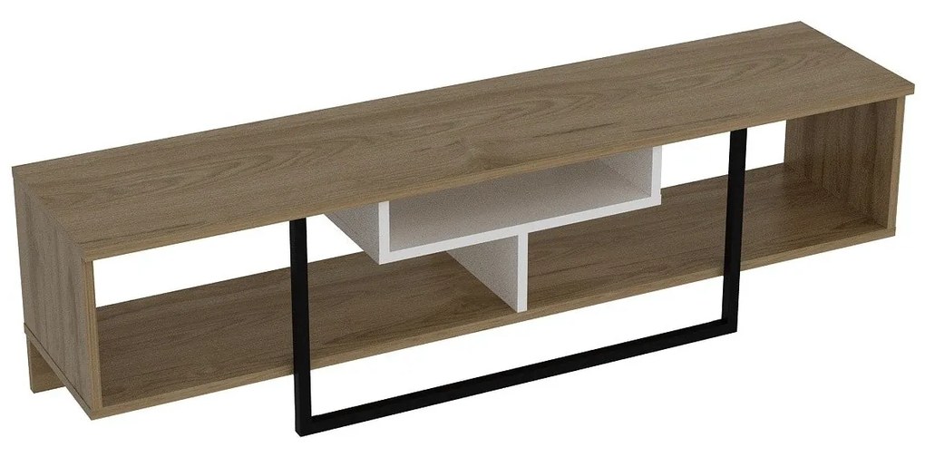 Móvel TV Asal – Branco/Preto/Carvalho – 149,4 cm x 40,2 cm x 35,2 cm