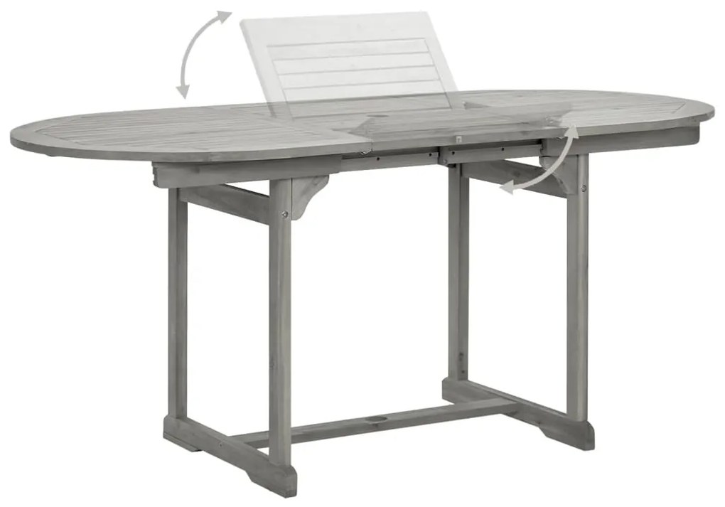 Mesa de jantar p/ jardim (120-170)x80x75 cm acácia maciça