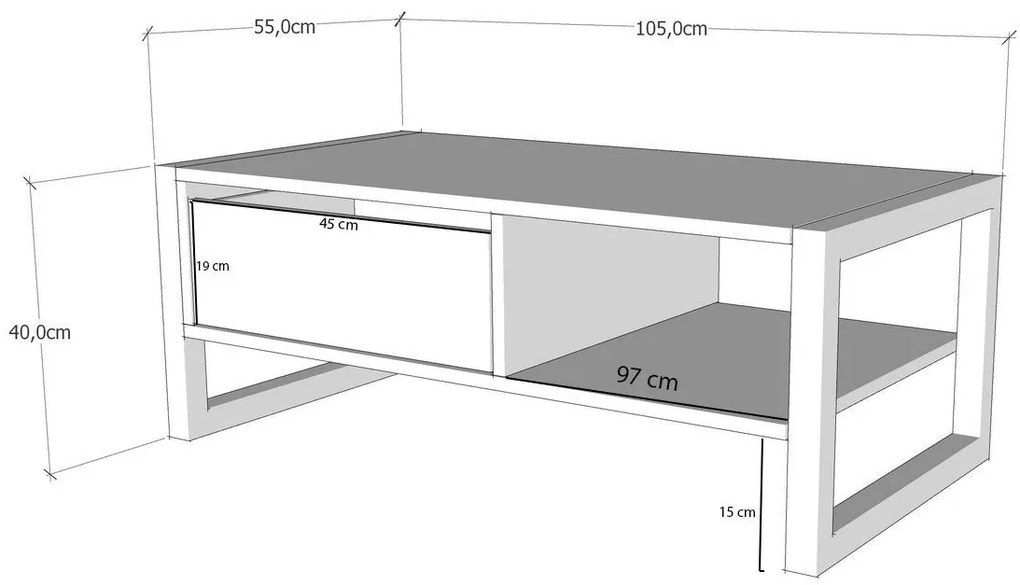 Mesa de Centro Haldizen – Travertino Dourado – 105x40x55 cm