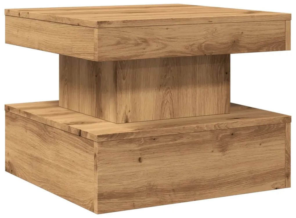 Mesa de centro com luzes LED 50x50x40 cm carvalho artisiano