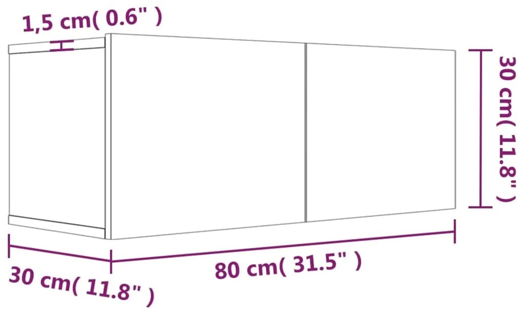 Móvel de TV 80x30x30 cm derivados de madeira cinzento sonoma