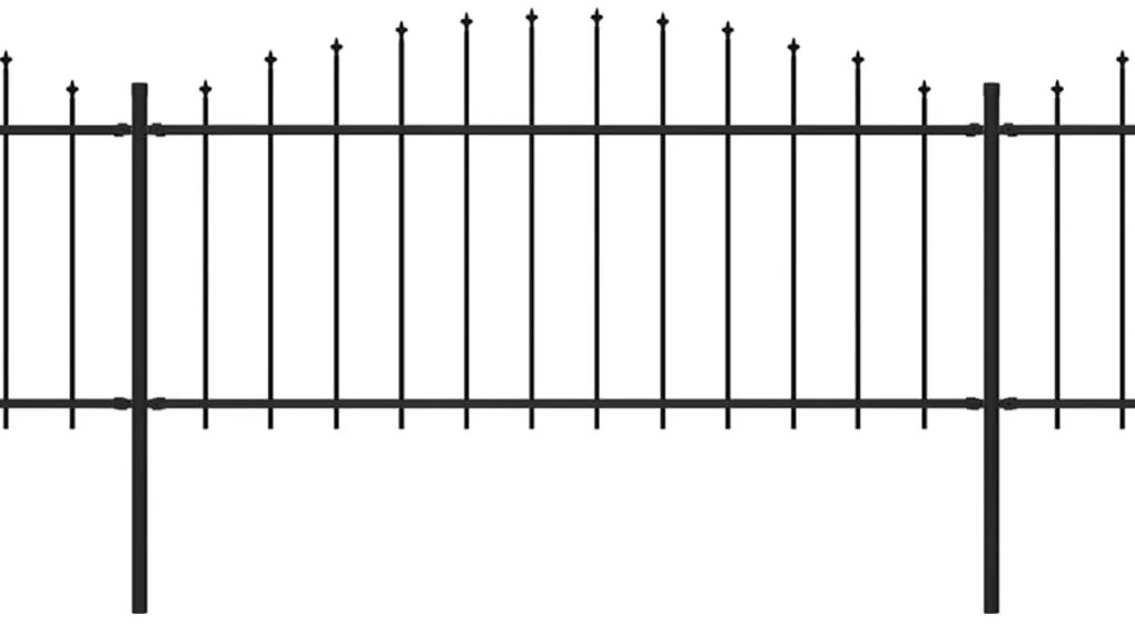 Cerca de jardim com topo em lanças (0,5-0,75)x6,8 m aço preto