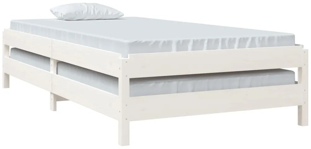 Cama empilhável 90x200 cm madeira de pinho maciça branco