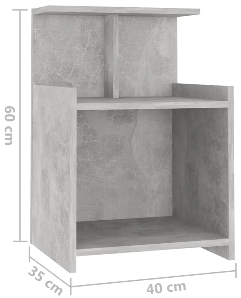 Mesas de cabeceira 2 pcs derivados de madeira cinza cimento