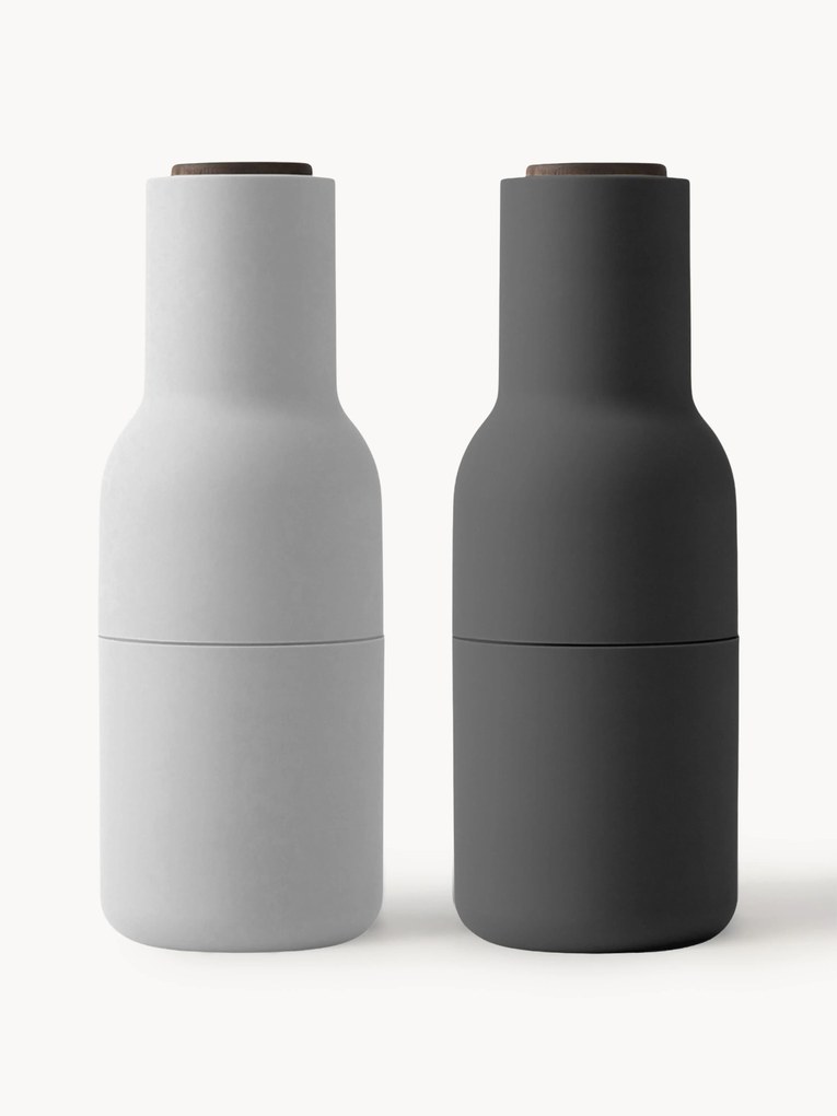 Saleiro e pimenteiro de designer com tampa em madeira de nogueira Bottle Grinder, 2 uni.