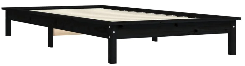 Estrutura cama de solteiro pequena 75x190 cm pinho maciço preto