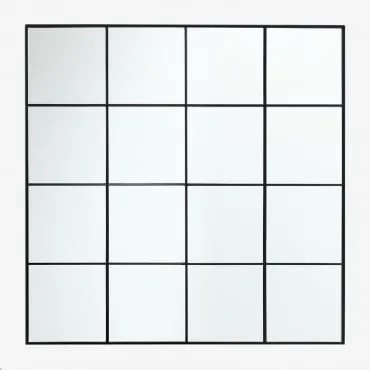 Espelho De Parede Quadrado 120x120 Cm Em Metal Efeito Janela Sofi Preto - Sklum