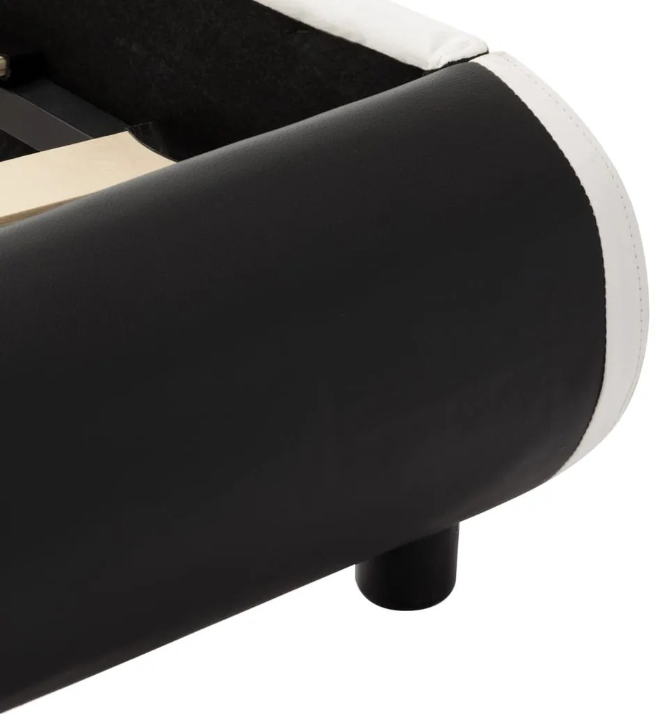Estrutura de cama com LED 100x200 cm couro artificial preto