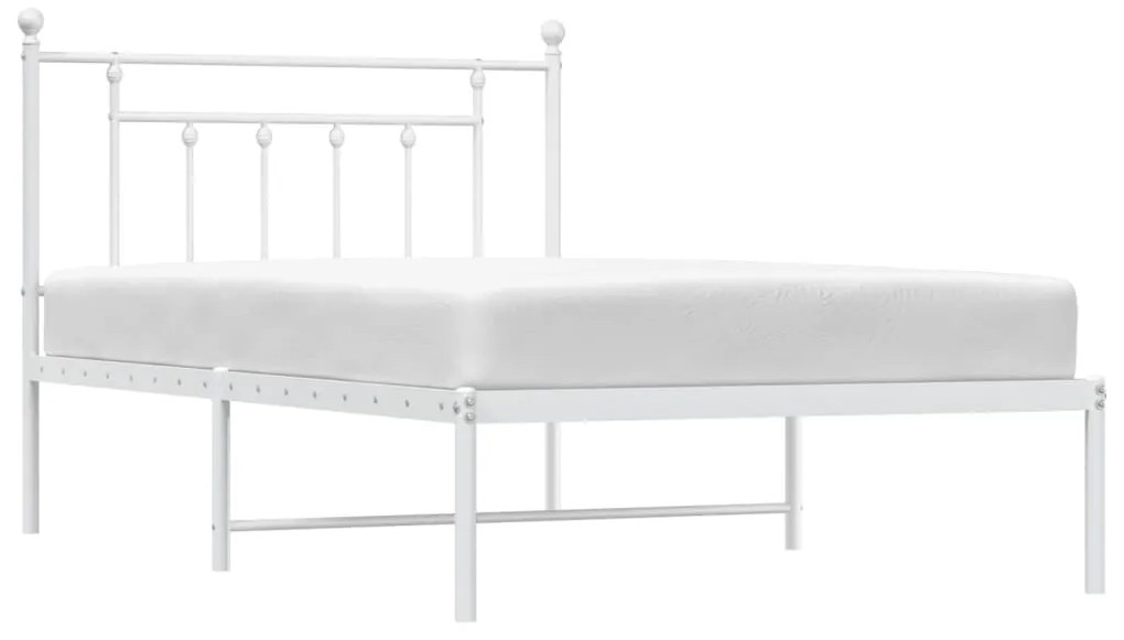 Estrutura de cama em metal com cabeceira 107x203 cm branco