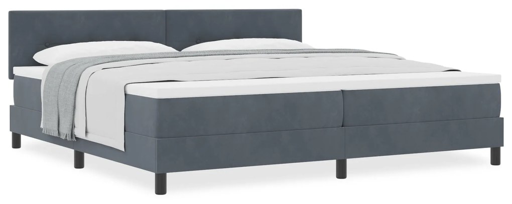 Cama Box Spring com Colchão vidaXL Cinza Escuro 200x200 cm Veludo