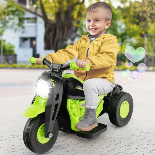 Mota elétrica infantil com farol LED Função Bolhas 30kg Verde