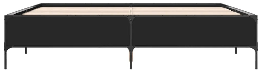 Estrutura de cama 200x200 cm derivados de madeira/metal preto