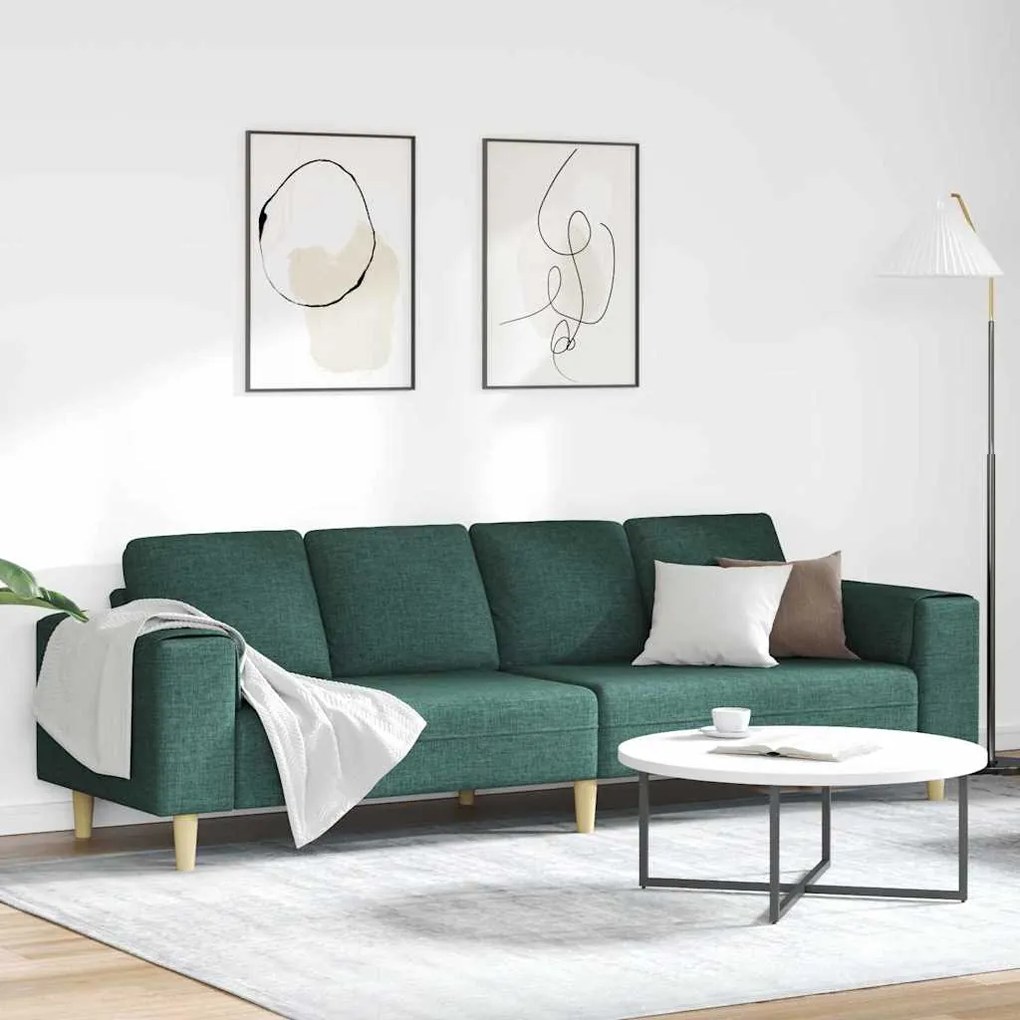 vidaXL Sofá de Sala de Estar Verde Escuro 250 x 77 x 76 cm Poliéster