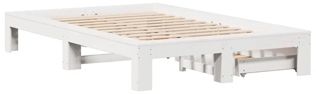 Cama sem colchão 120x190 cm madeira de pinho maciça branco