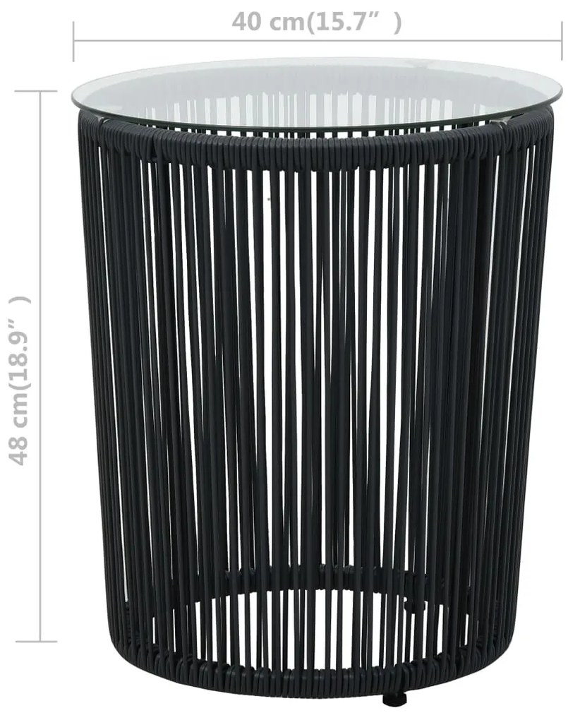 3 pcs conjunto bistrô com almofadões vime PE preto