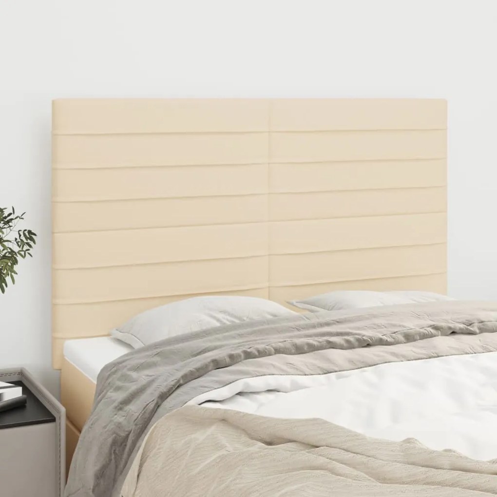 vidaXL Cabeceira Creme 144x5x118/128 cm Tecido