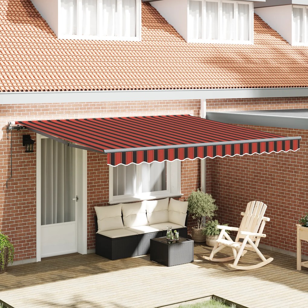 vidaXL Toldo Retrátil Automático Laranja e Castanho 400x350 cm