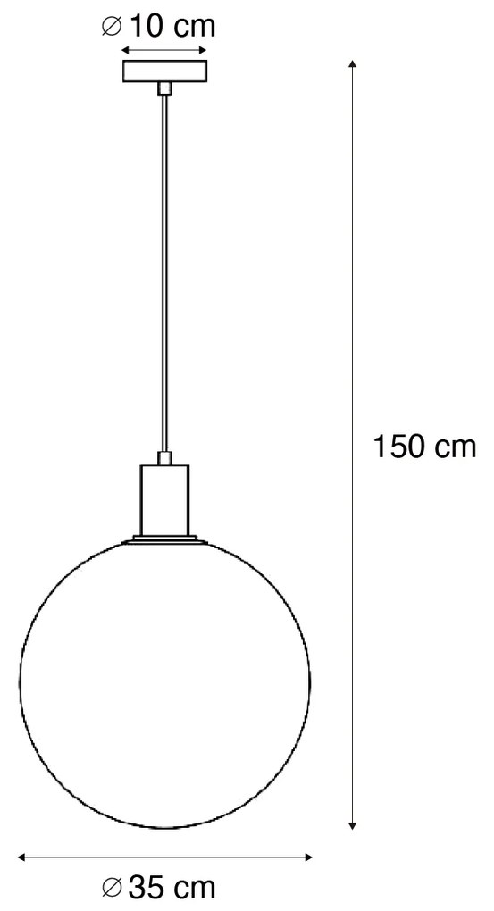 Candeeiro suspenso de design preto com vidro arco-íris 35cm - Mallon Design