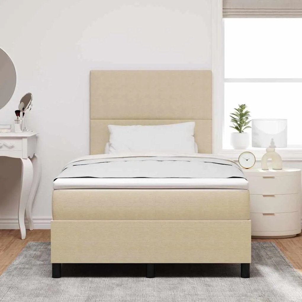 Cama Box Spring com Colchão &amp; Luz LED Verde Cinza 120x200 cm Tecido Co