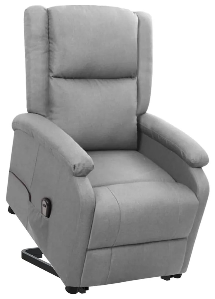 vidaXL Poltrona elevatória tecido cinzento-claro