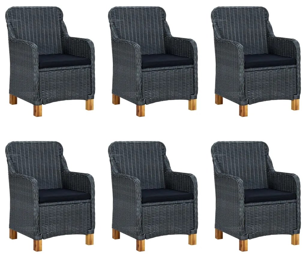 7 pcs conjunto de jantar para jardim cinzento-escuro