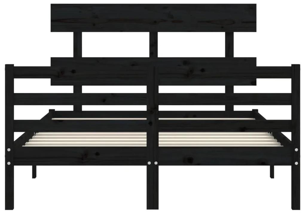 Estrutura de cama de casal com cabeceira madeira maciça preto
