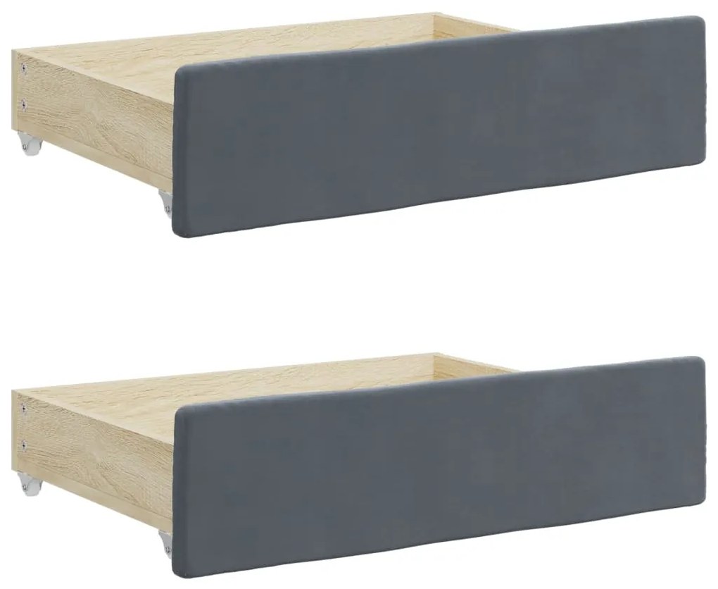Sofá-cama c/ gavetão e gavetas 100x200cm veludo cinzento-escuro