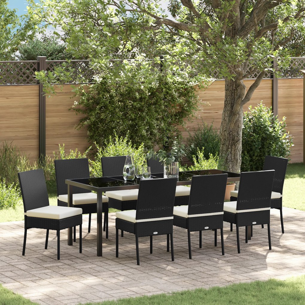 vidaXL Conjunto de Jantar para Jardim 9 Peças Preto Polyrattan
