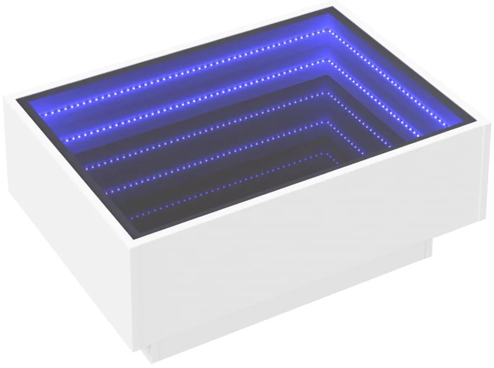 Mesa de centro c/ LEDs 70x50x30 cm derivados de madeira branco