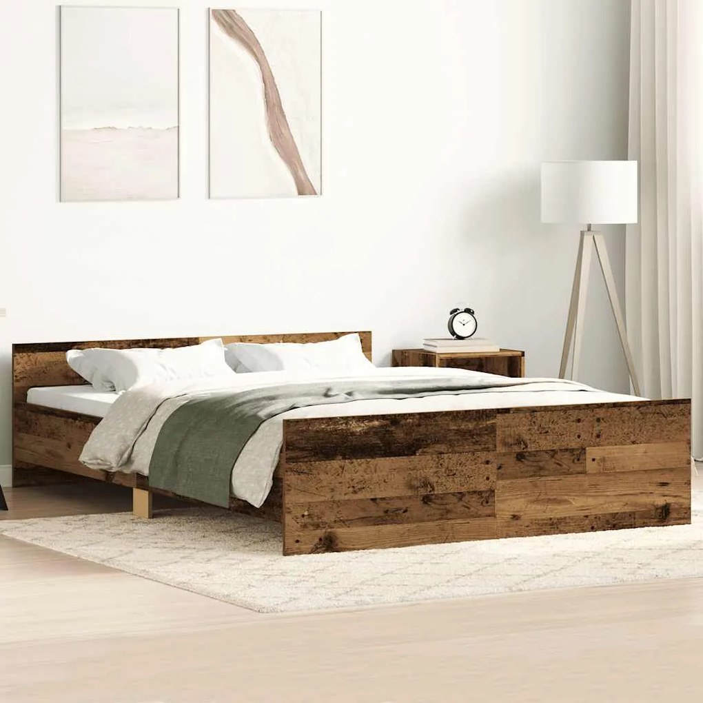 vidaXL Estrutura de cama sem colchão 120x200cm madeira velha