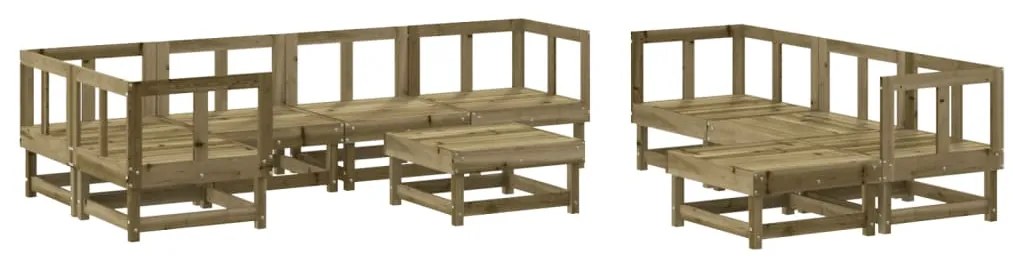 10 pcs conjunto lounge de jardim c/ almofadões pinho impregnado