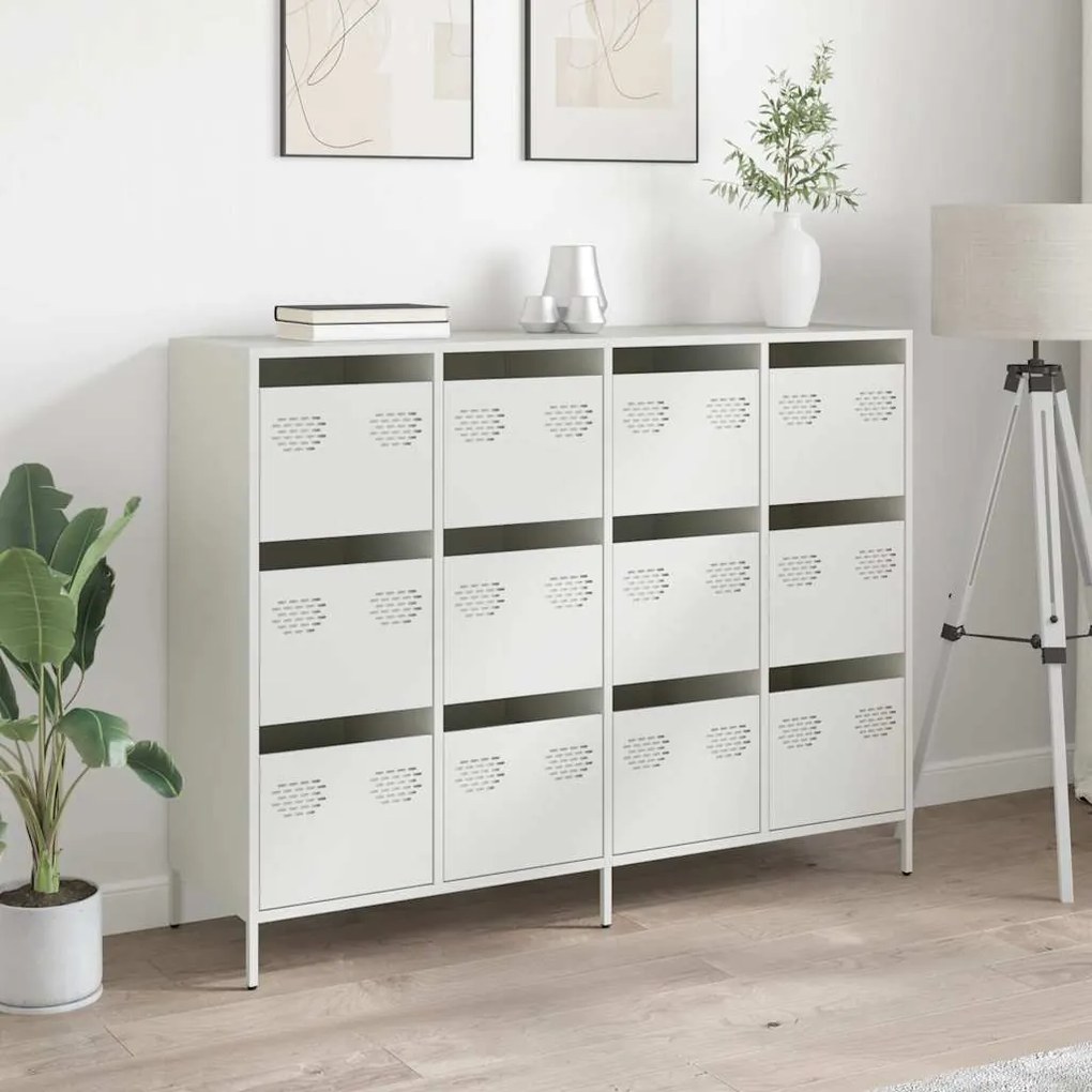 Aparador 135x39x103,5 cm aço laminado a frio branco