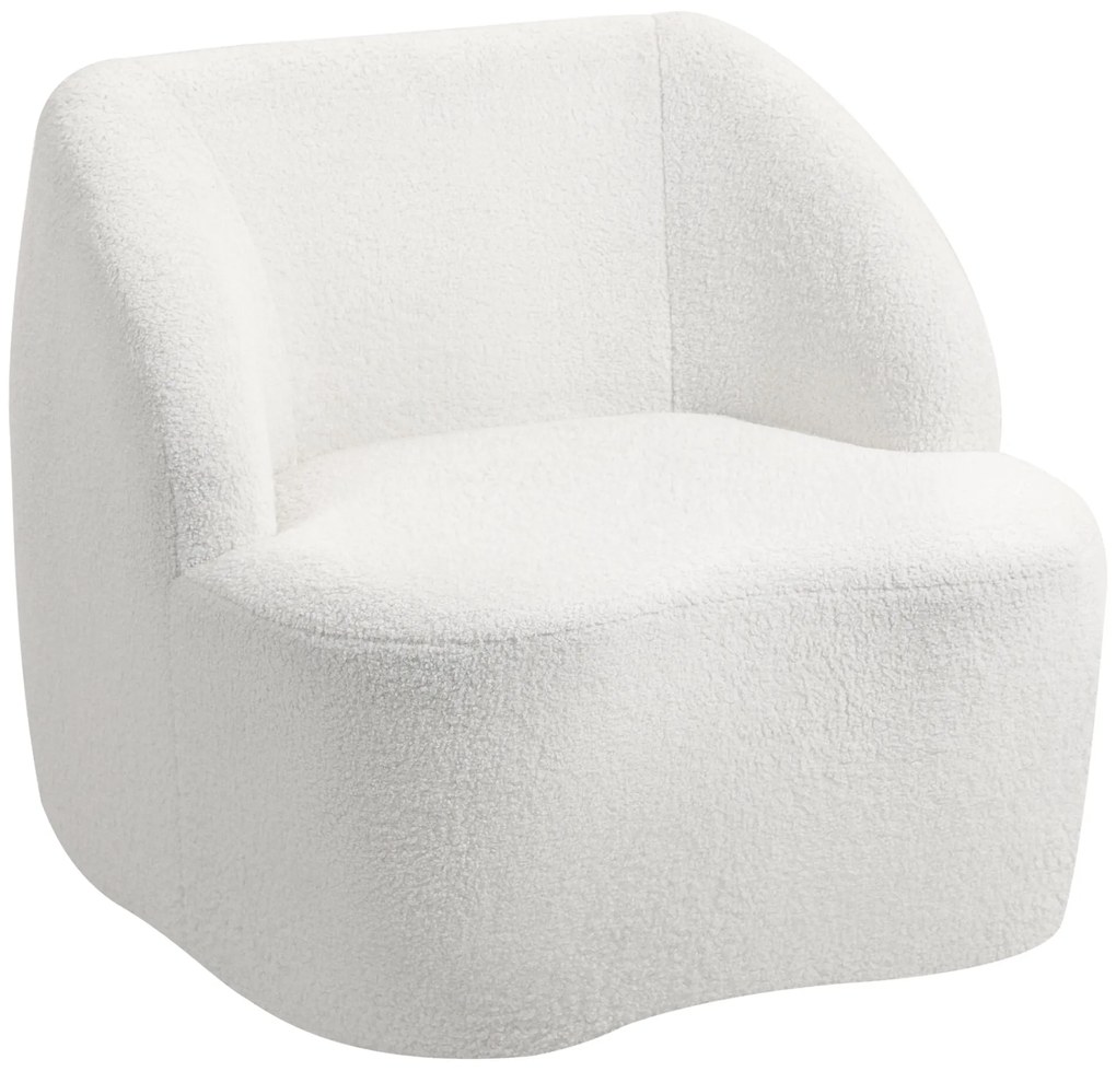 HOMCOM Poltrona Moderna Estofada em Borreguito Poltrona de Leitura Curvo com Almofadado Grosso Não Requer Montagem Para Salão Quarto Sala de Estar Escritório 81x82x73,5 cm Creme