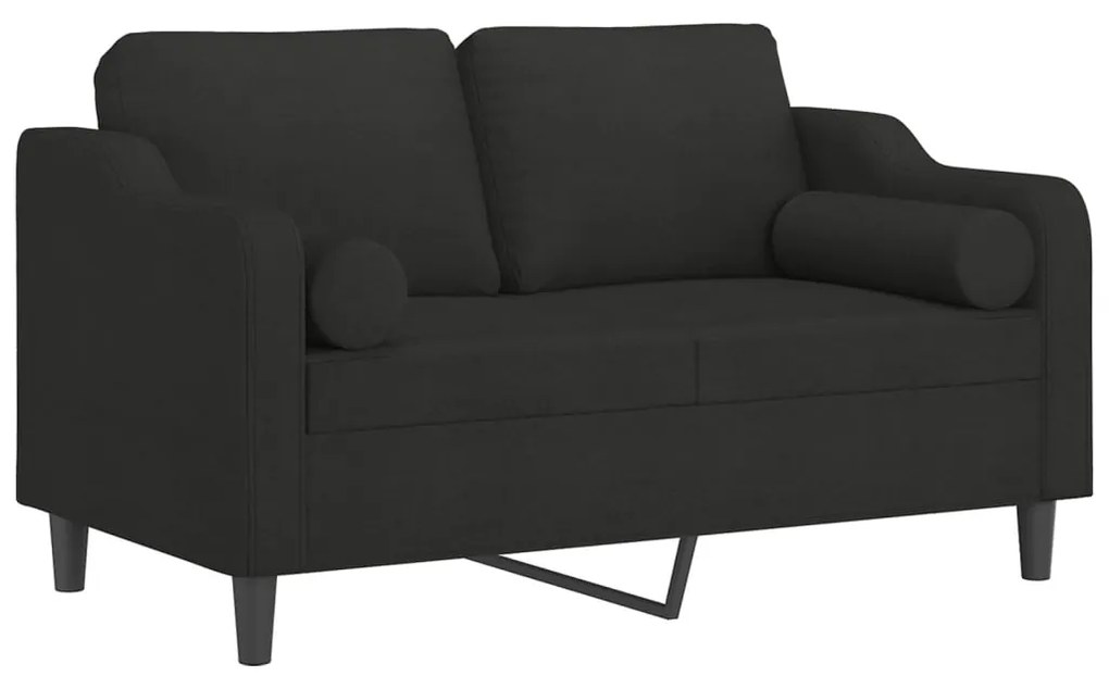 Sofá 2 lugares + almofadas decorativas 120 cm tecido preto
