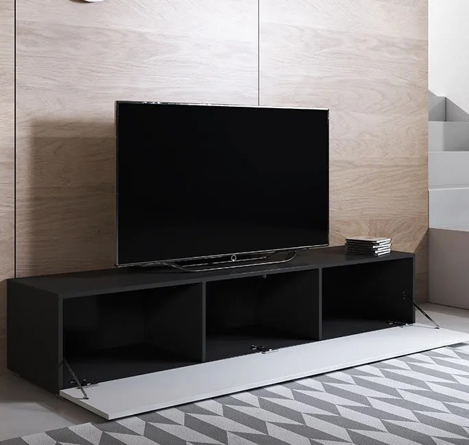 Mueble TV modelo Leiko H2 (160x32cm) color negro y blanco con patas es