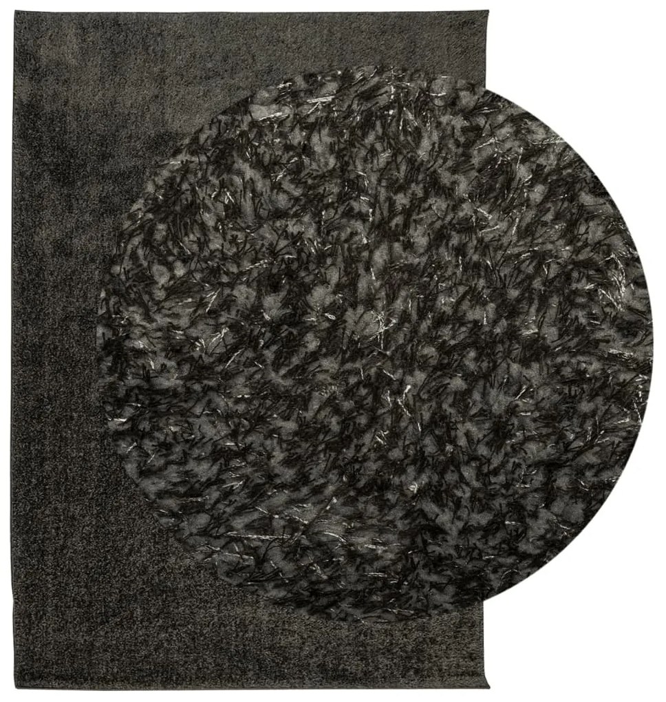 Tapete de pelo alto aspeto brilhante HUARTE 140x200cm antracite